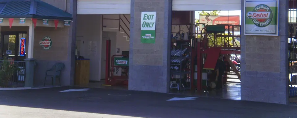 The front of the Carson City service center with its bay doors open